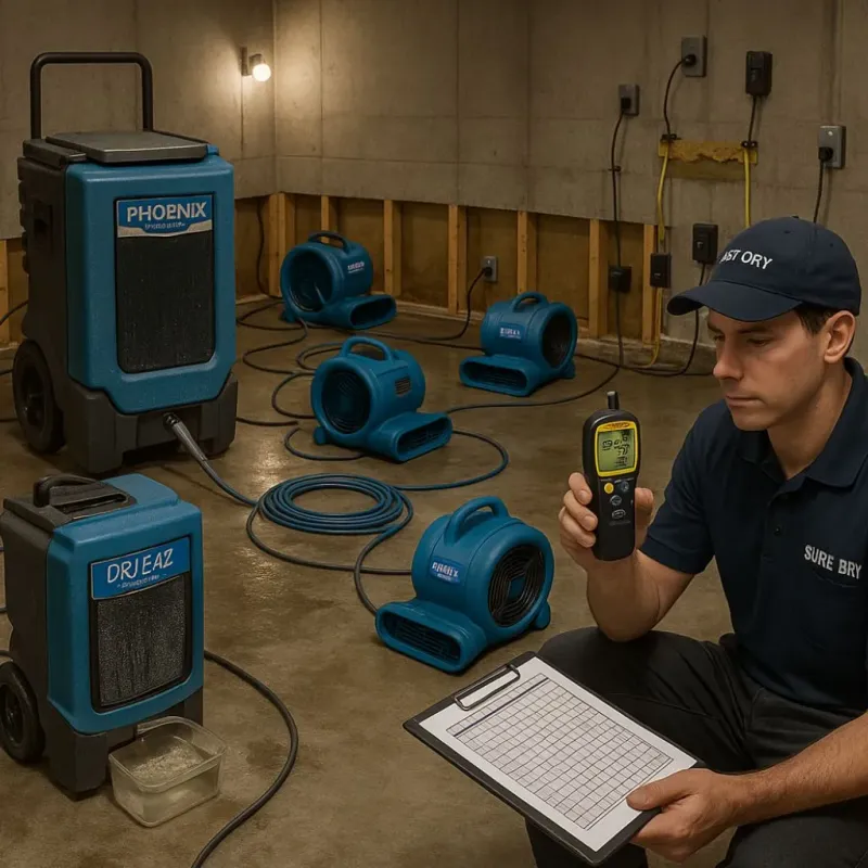 Structural Drying and Dehumidification process in West Carson, CA